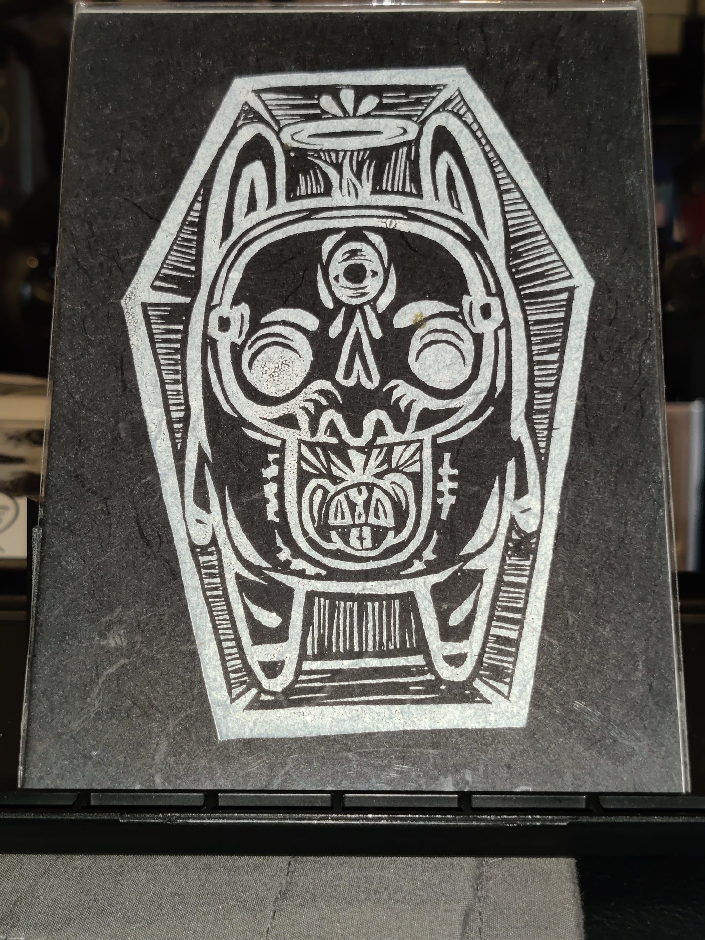 Coffin Creep - Lino Print