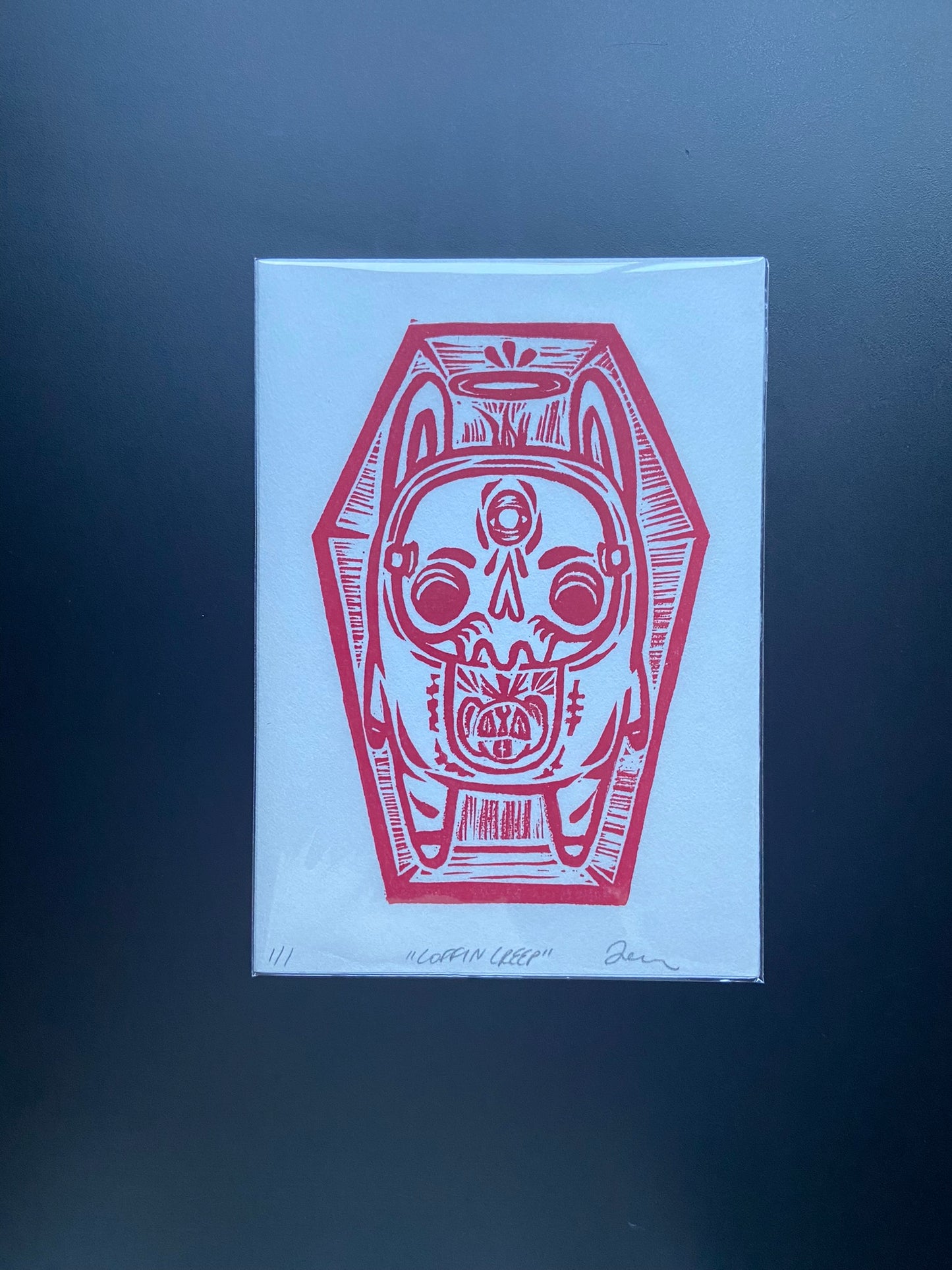 Coffin Creep Lino Print