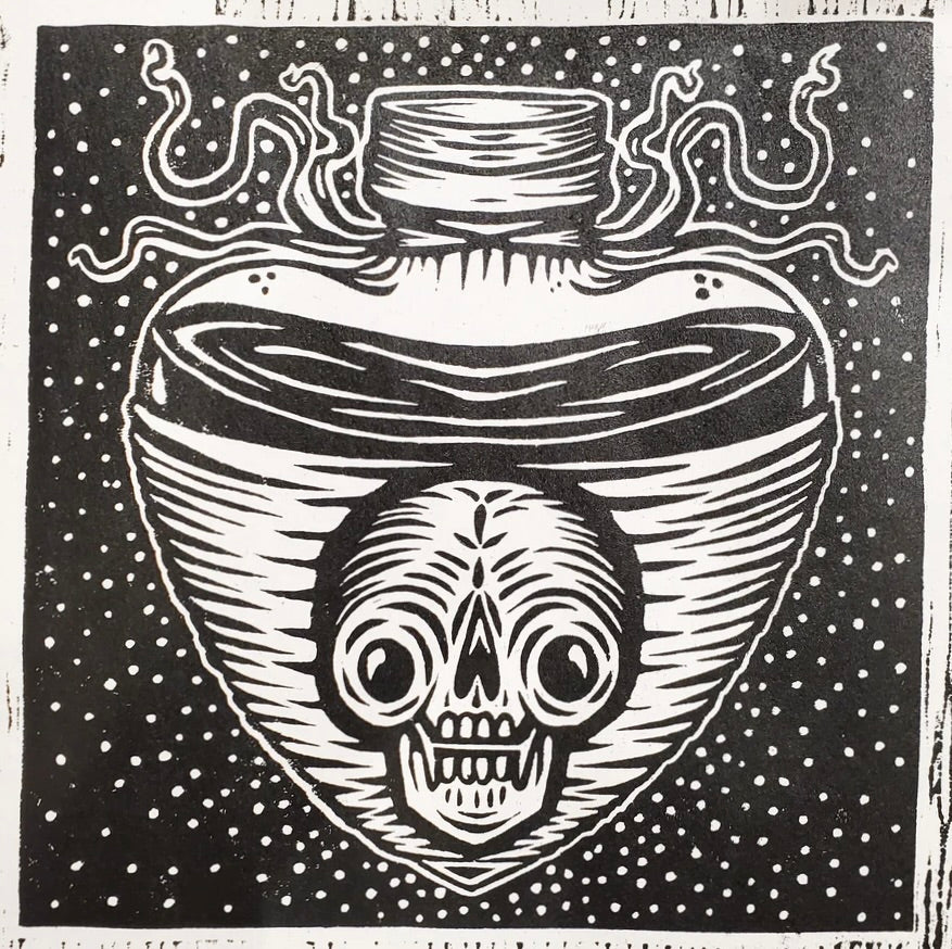 Memento Mori - Lino Print