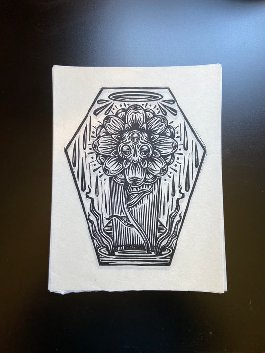 Flor de Muerto - Lino Print