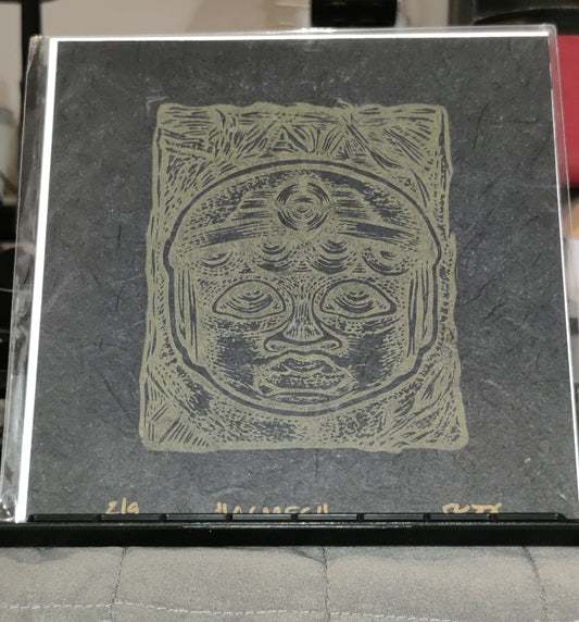 Olmec - linoprint (gold)