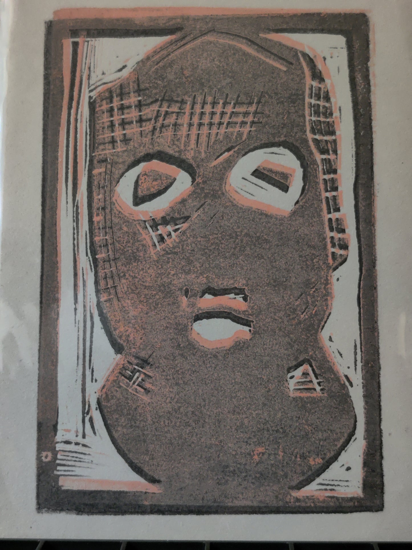 No face - Lino print