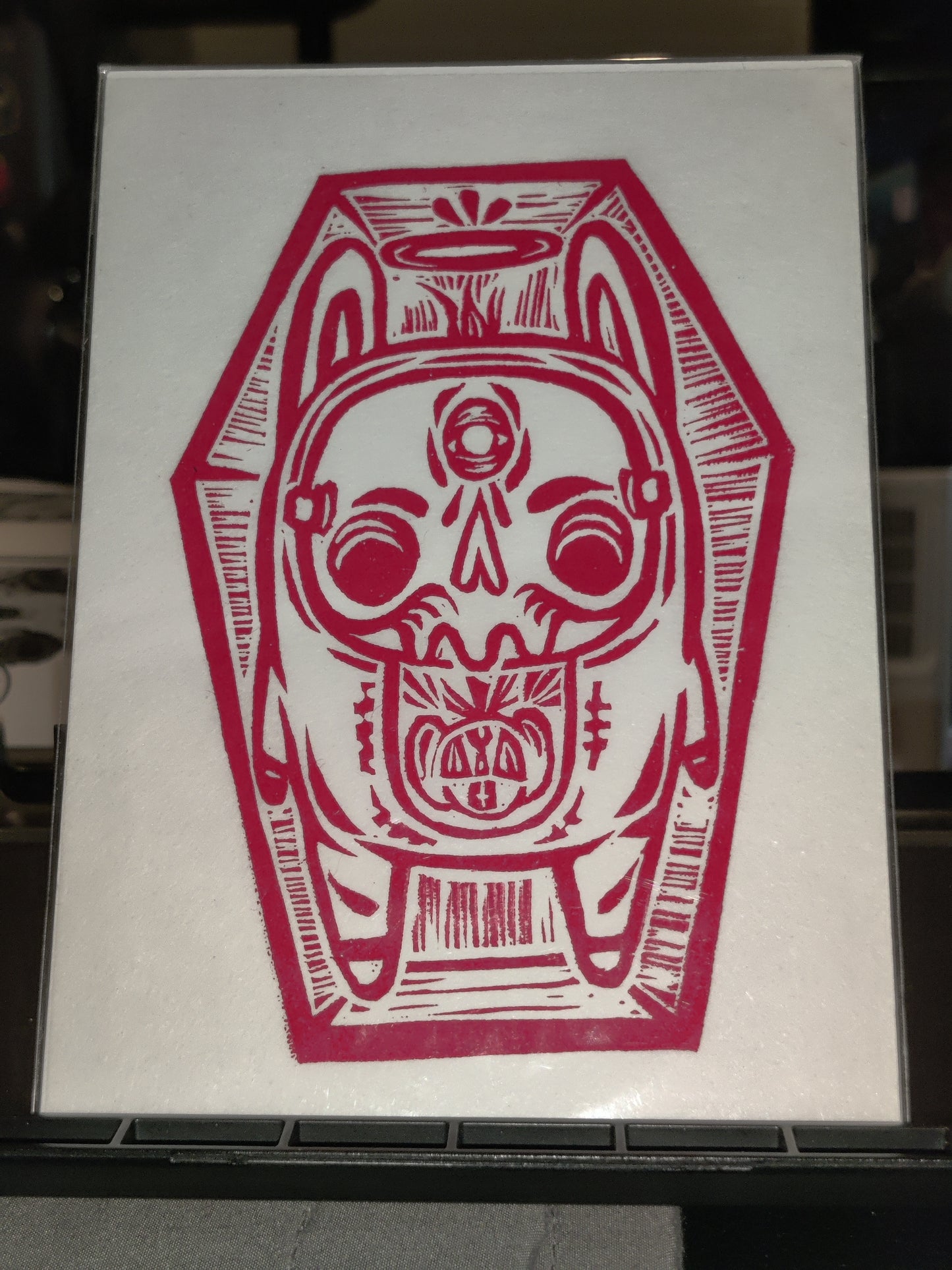 Coffin Creep - Lino Print