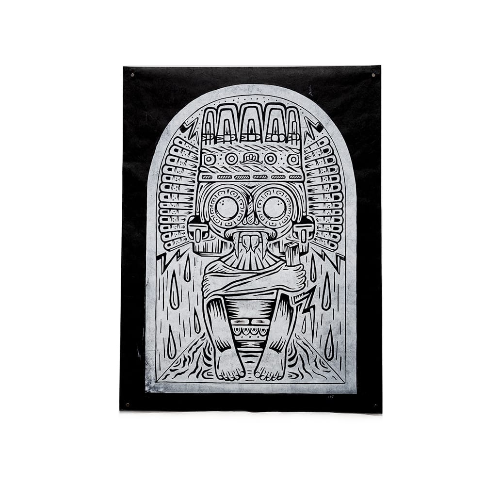 Tlaloc - Lino Print