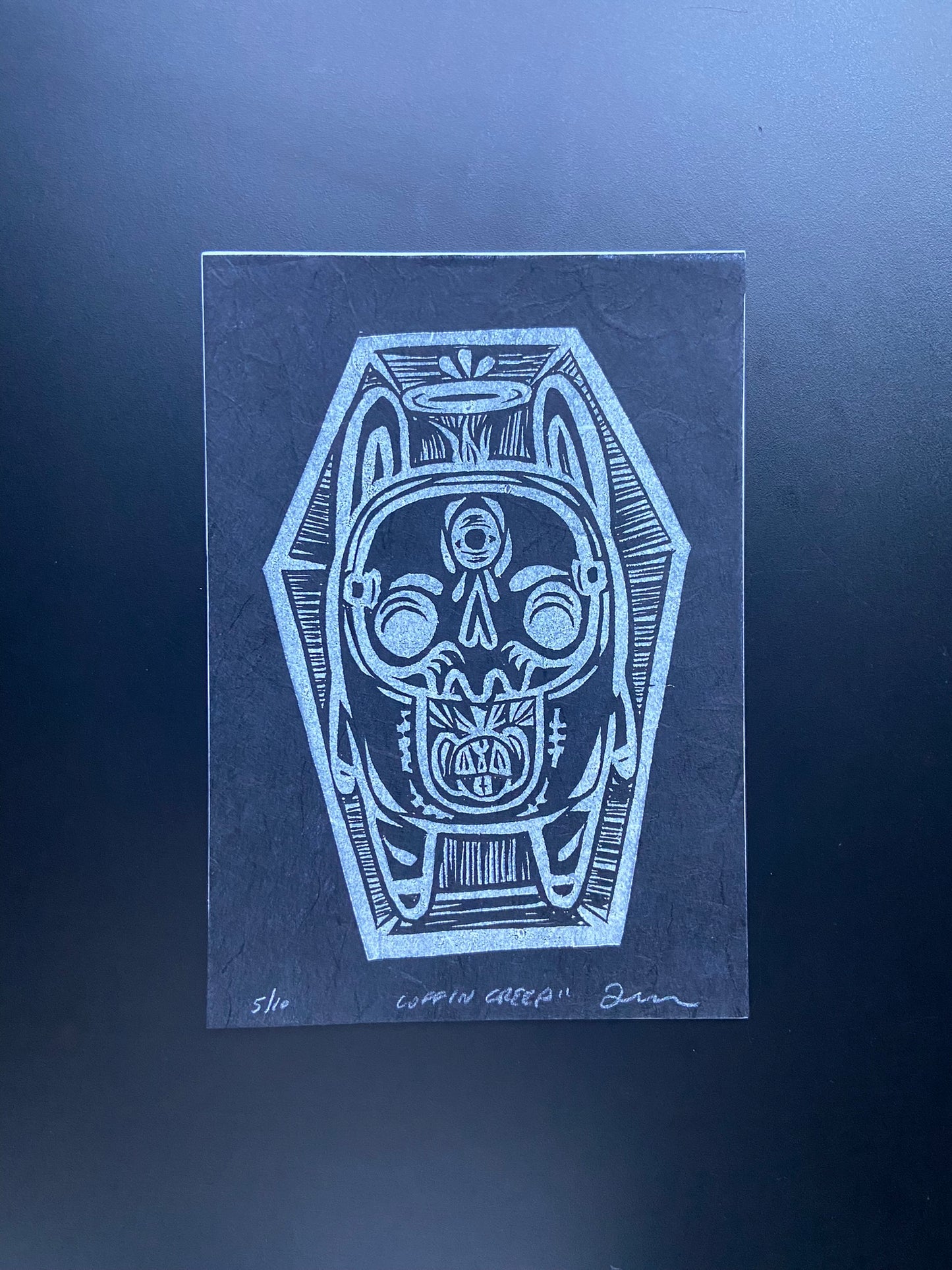 Coffin Creep Lino Print