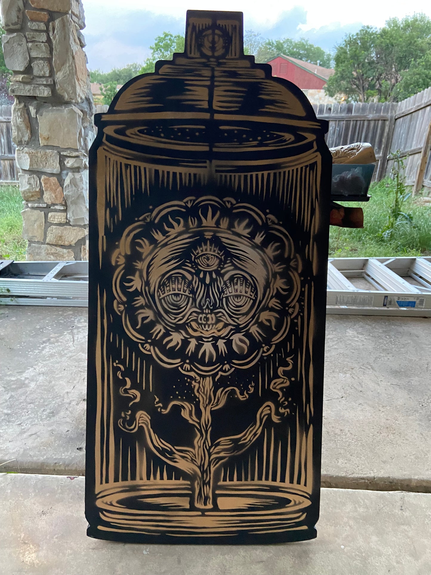 Woodcut "Inside the Can"