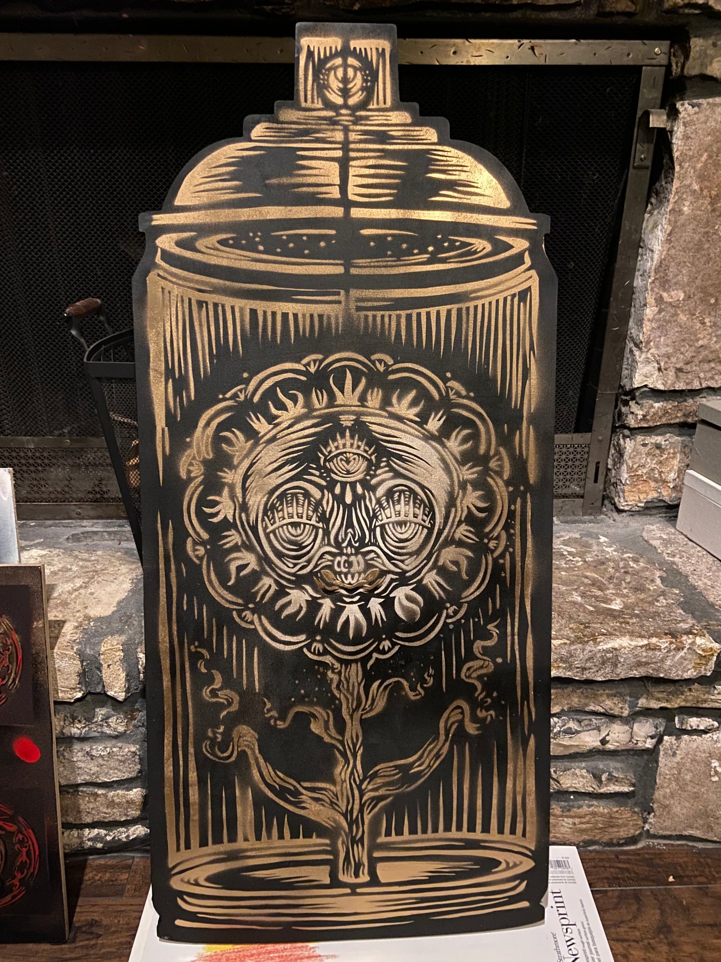 Woodcut "Inside the Can"
